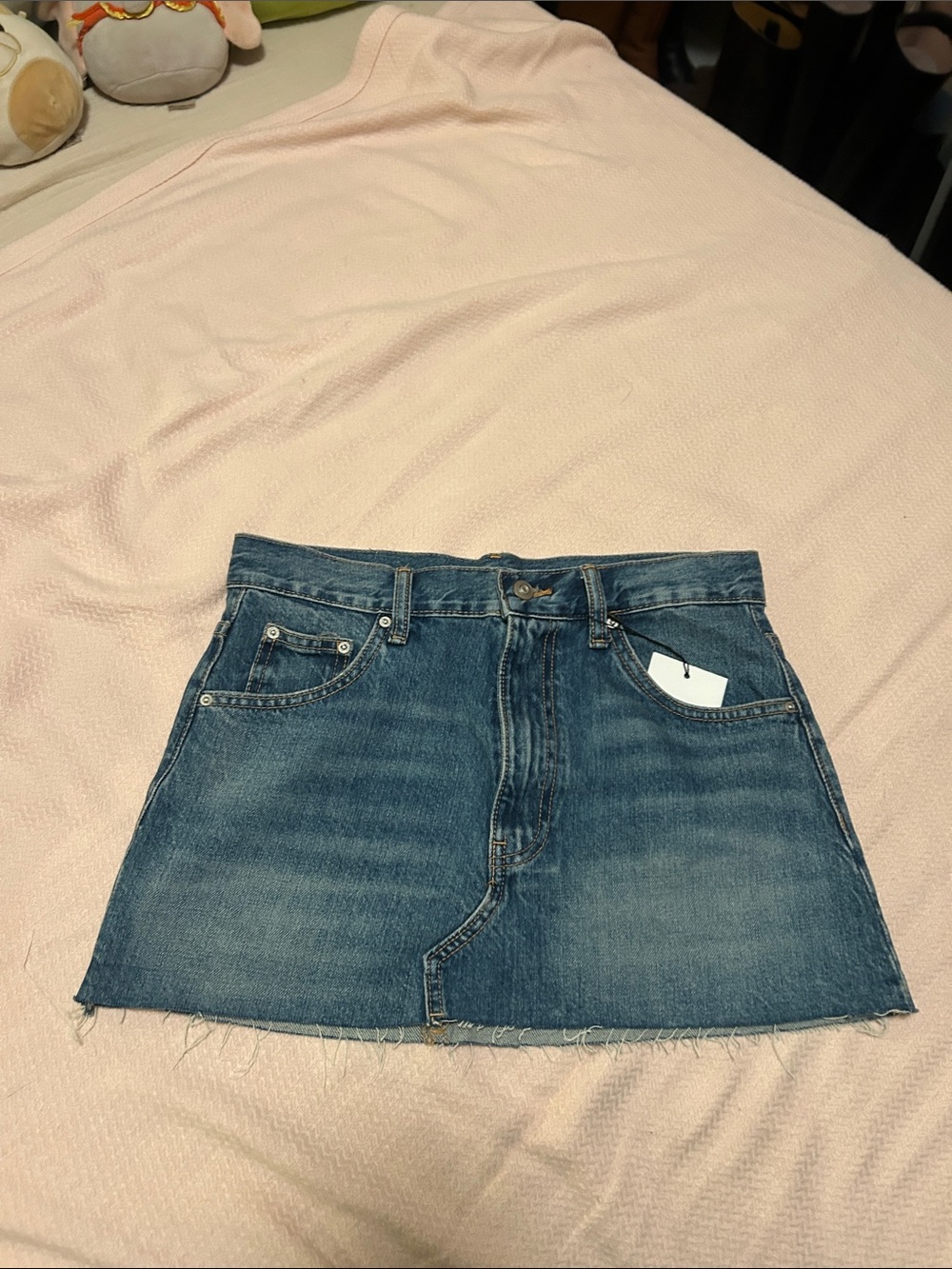 Zara Blue Denim Mini Skirt with Frayed Hem